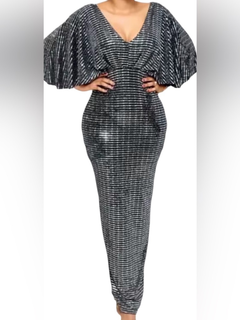 Women's silver Metallic Pencil Skirt - Shimmery Evening Wear